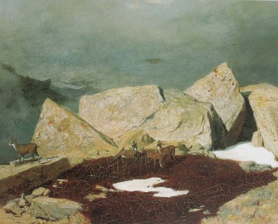 High mountains with chamois by Arnold Böcklin